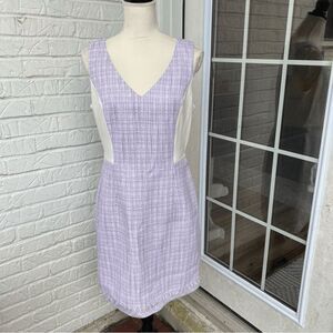 White House Black Market WHBM Tweed A-line  Dress Fringe Color block size 10